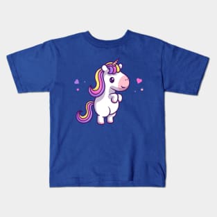 Cute Unicorn Standing Cartoon Kids T-Shirt